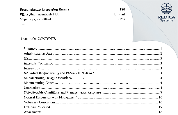 EIR - Viatris Pharmaceuticals LLC [Rico / United States of America] - Download PDF - Redica Systems