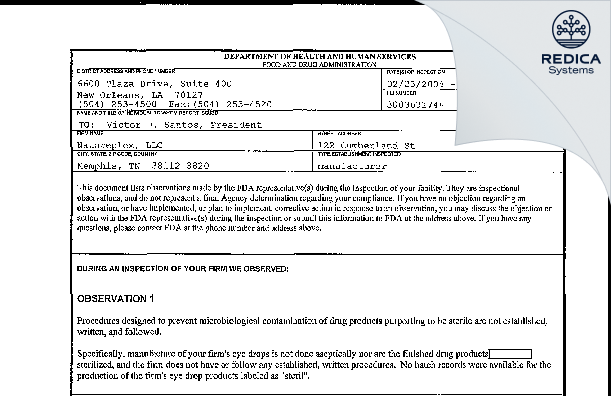 FDA 483 - Natureplex, LLC [Olive Branch / United States of America] - Download PDF - Redica Systems