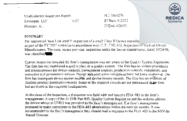 EIR - Enviropak LLC [Florence / -] - Download PDF - Redica Systems