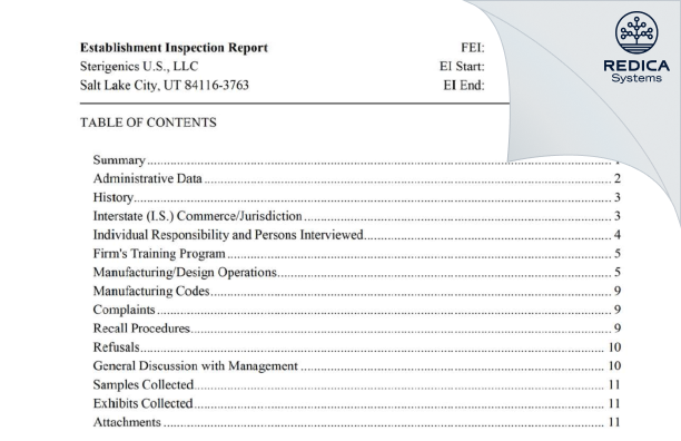 EIR - Sterigenics U.S., LLC [Salt Lake City / United States of America] - Download PDF - Redica Systems