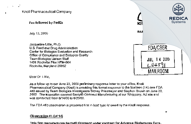 FDA 483 Response - Halo Pharmaceutical Inc [Jersey / United States of America] - Download PDF - Redica Systems