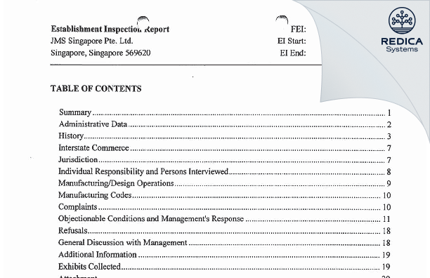 EIR - JMS Singapore PTE Ltd. [Singapore / Singapore] - Download PDF - Redica Systems