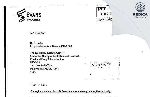 FDA 483 Response - Seqirus Vaccines Limited [- / United Kingdom of Great Britain and Northern Ireland] - Download PDF - Redica Systems