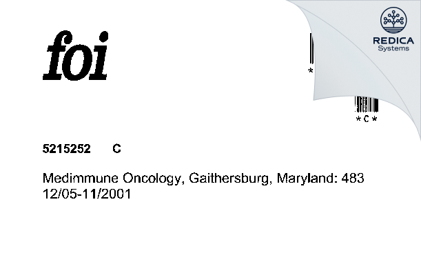 FDA 483 - MedImmune Oncology, Inc. [Gaithersburg / -] - Download PDF - Redica Systems