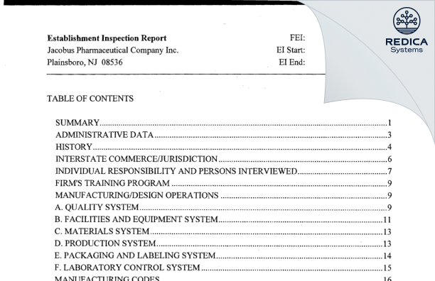 EIR - Everest Life Sciences LLC [Jersey / United States of America] - Download PDF - Redica Systems