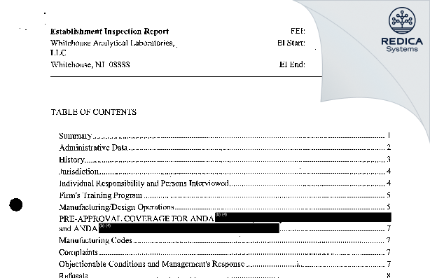 EIR - Curia New Jersey, LLC [Lebanon / United States of America] - Download PDF - Redica Systems