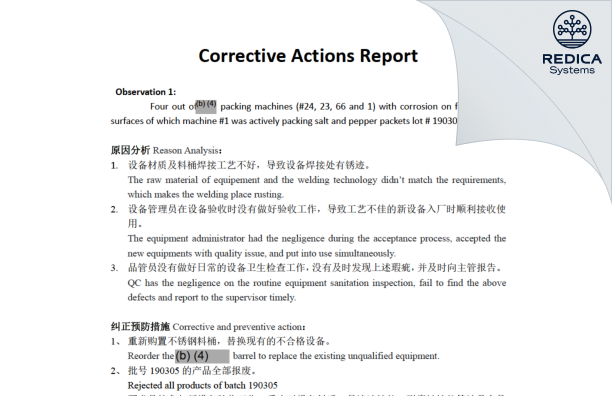 FDA 483 Response - Kairun Co., Limited [Xiamen / China] - Download PDF - Redica Systems