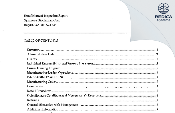 EIR - Alexion Pharmaceuticals Inc [Bogart / United States of America] - Download PDF - Redica Systems