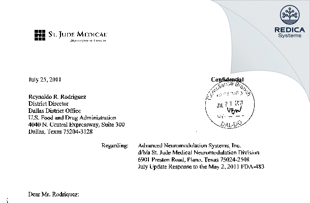 FDA 483 Response - Abbott Medical [Plano / United States of America] - Download PDF - Redica Systems