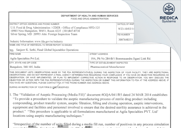 FDA 483 - Mylan Laboratories Limited [India / India] - Download PDF - Redica Systems