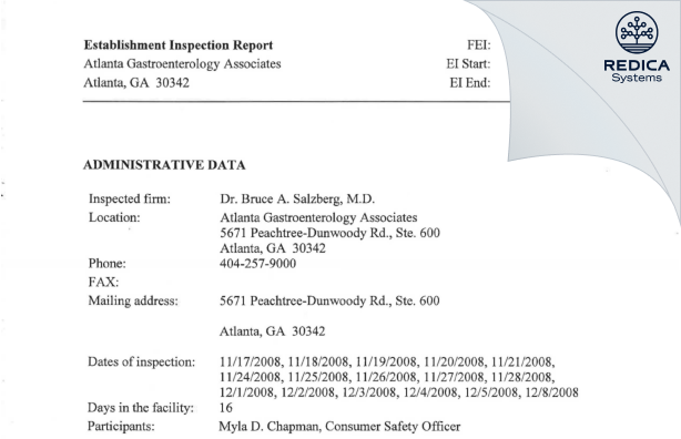 EIR - Salzberg, Bruce A. [Atlanta / United States of America] - Download PDF - Redica Systems