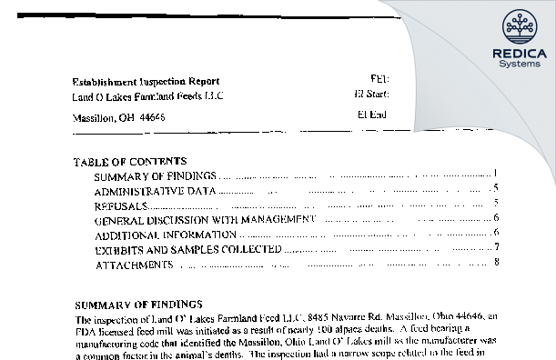 EIR - Purina Animal Nutrition LLC [Ohio / United States of America] - Download PDF - Redica Systems