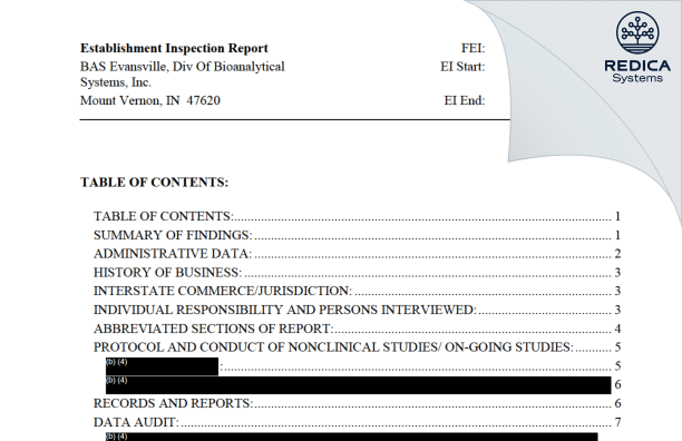 EIR - Inotiv, Inc [Mount Vernon / United States of America] - Download PDF - Redica Systems