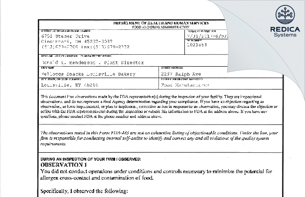 FDA 483 - FerValue USA, LLC [Louisville / United States of America] - Download PDF - Redica Systems