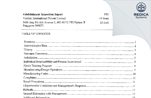 EIR - VENTURE INTERNATIONAL PRIVATE LIMITED [Singapore / Singapore] - Download PDF - Redica Systems