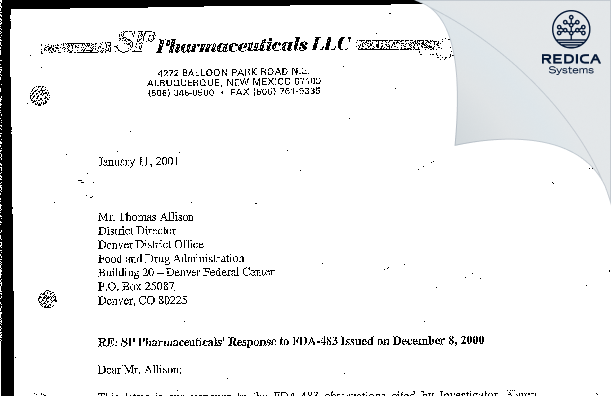 FDA 483 Response - OSO BioPharmaceuticals Manufacturing, LLC [Albuquerque / United States of America] - Download PDF - Redica Systems