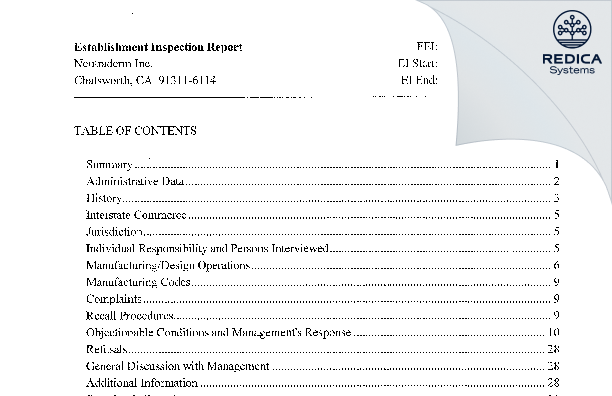 EIR - Neutraderm, Inc. [California / United States of America] - Download PDF - Redica Systems