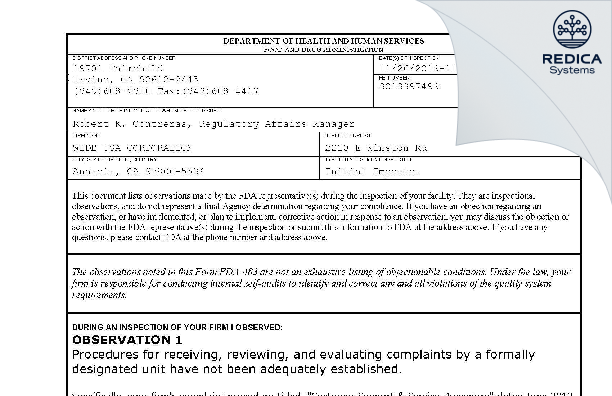 FDA 483 - WIDE USA CORPORATION [Anaheim / United States of America] - Download PDF - Redica Systems