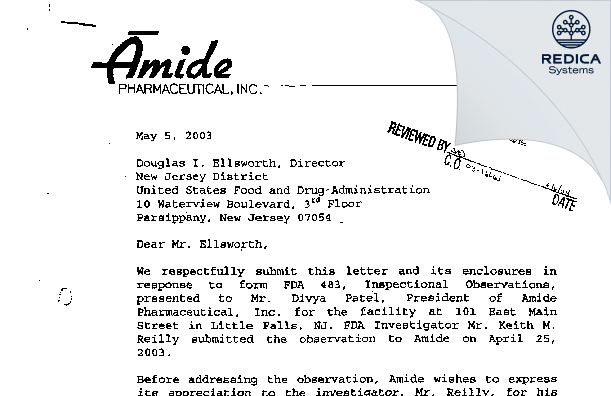 FDA 483 Response - Actavis Totowa LLC [Little Falls / United States of America] - Download PDF - Redica Systems