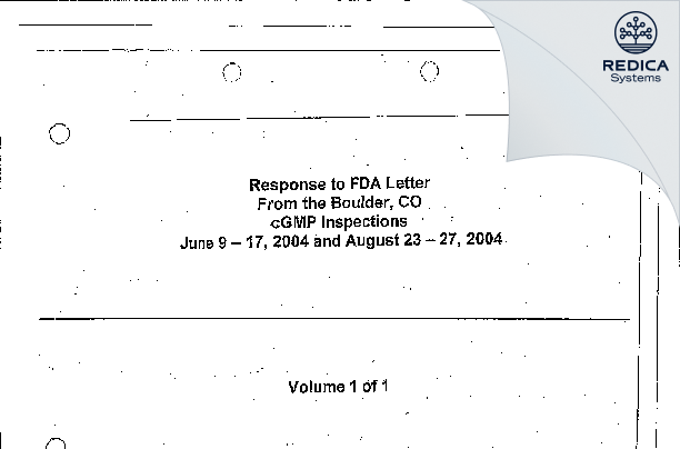 FDA 483 Response - Amgen, Inc. [Boulder / United States of America] - Download PDF - Redica Systems