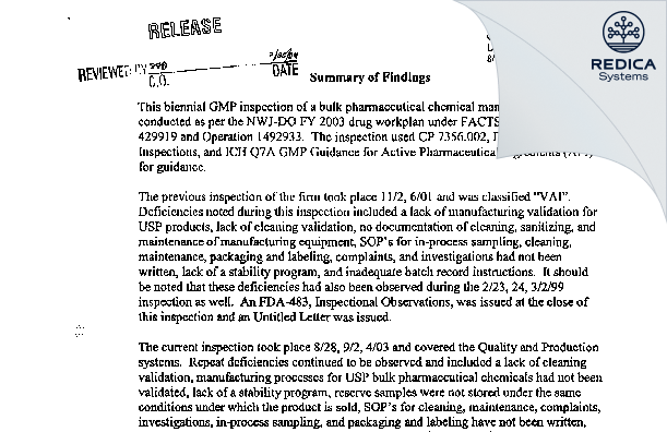 EIR - Cooper Chemical Co [Long Valley / United States of America] - Download PDF - Redica Systems