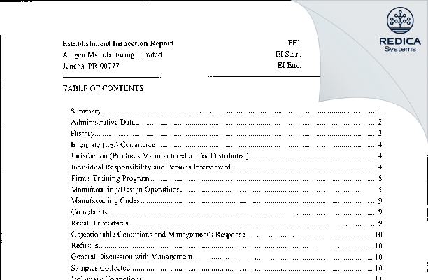 EIR - Amgen Manufacturing Ltd [Rico / United States of America] - Download PDF - Redica Systems