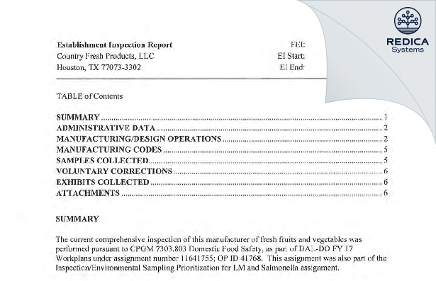 EIR - Stellex/CF Houston, LLC [Houston / United States of America] - Download PDF - Redica Systems