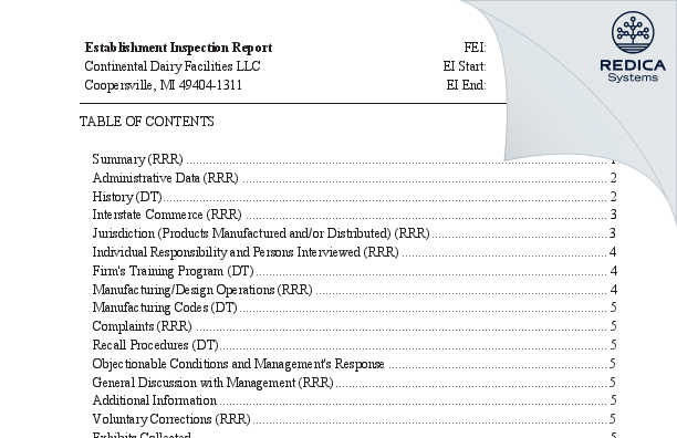 EIR - Continental Dairy Facilities LLC [Coopersville / United States of America] - Download PDF - Redica Systems