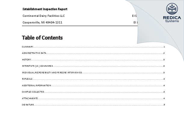 EIR - Continental Dairy Facilities LLC [Coopersville / United States of America] - Download PDF - Redica Systems