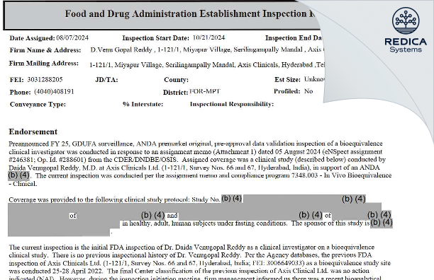 EIR - D.Venu Gopal Reddy [Miyapur / India] - Download PDF - Redica Systems