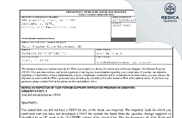 FDA 483 - SUPERCAN BULLY STICKS LLC [Miami / United States of America] - Download PDF - Redica Systems