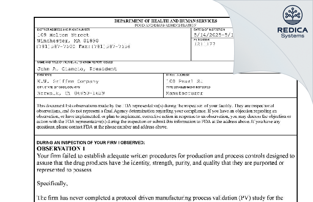 FDA 483 - Bio Med Packaging Systems, Inc. [Norwalk / United States of America] - Download PDF - Redica Systems