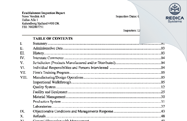 EIR - Novo Nordisk A/S [Kalundborg / Denmark] - Download PDF - Redica Systems