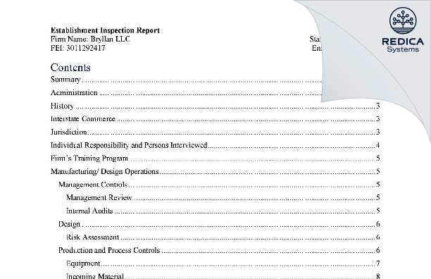EIR - Bryllan, LLC [Brighton / United States of America] - Download PDF - Redica Systems