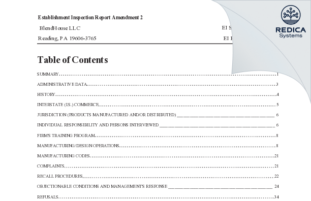 EIR - BlendHouse LLC [Reading / United States of America] - Download PDF - Redica Systems