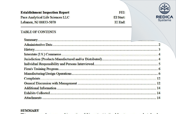 EIR - CURIA NEW JERSEY LLC [Lebanon / United States of America] - Download PDF - Redica Systems