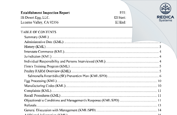 EIR - Hi Desert Egg, LLC [Lucerne Valley / United States of America] - Download PDF - Redica Systems