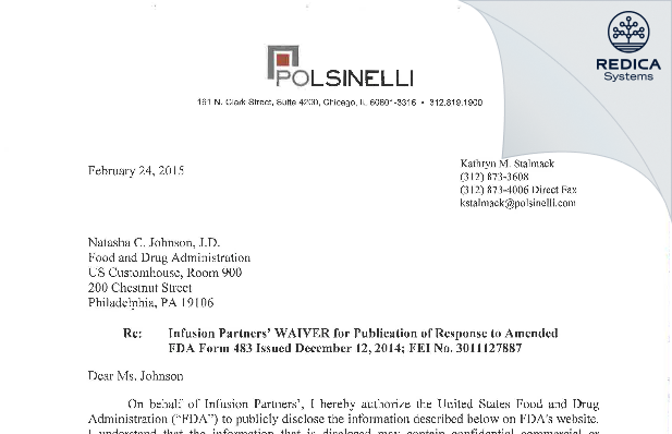 FDA 483 Response - Allegheny Health Network Home Infusion, LLC [Pittsburgh / United States of America] - Download PDF - Redica Systems