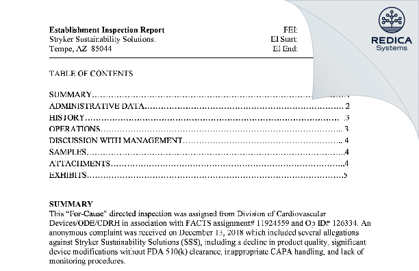 EIR - Stryker Sustainability Solutions [Tempe / United States of America] - Download PDF - Redica Systems
