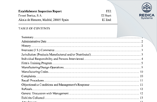 EIR - Rovi Pharma Industrial Services SA [Alcalá De Henares / Spain] - Download PDF - Redica Systems