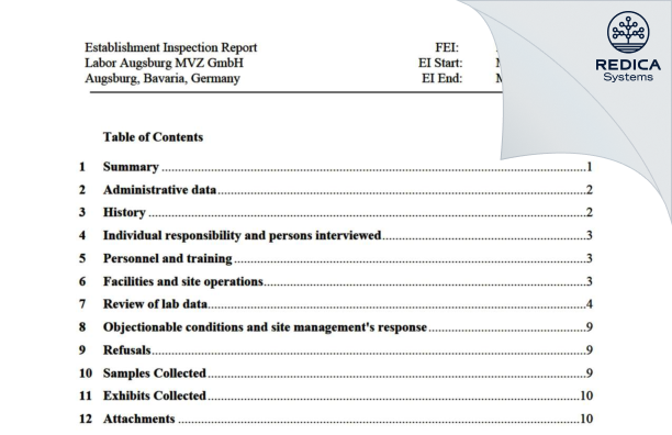 EIR - Labor Augsburg MVZ GmbH [Augsburg / Germany] - Download PDF - Redica Systems