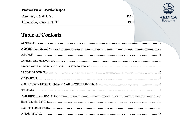 EIR - Agrotato, S.A. de C.V. [Hermosillo / Mexico] - Download PDF - Redica Systems