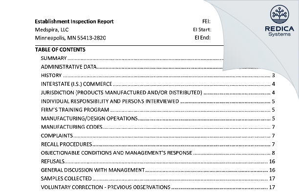 EIR - Medspira, Llc [Minneapolis / United States of America] - Download PDF - Redica Systems