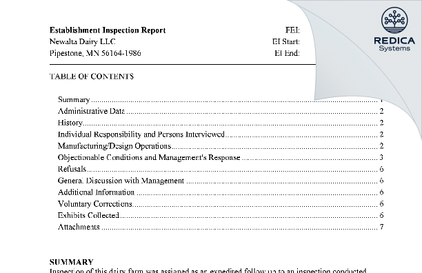 EIR - Newalta Dairy LLC [Pipestone / United States of America] - Download PDF - Redica Systems